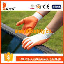 White Nylon Orange Latex Coated Glove (DNL212)